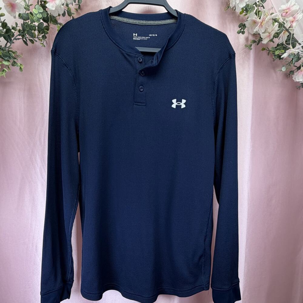 Underarmour Men’s Loose Fit Long Sleeve Shirt, Navy Blue, Size Large